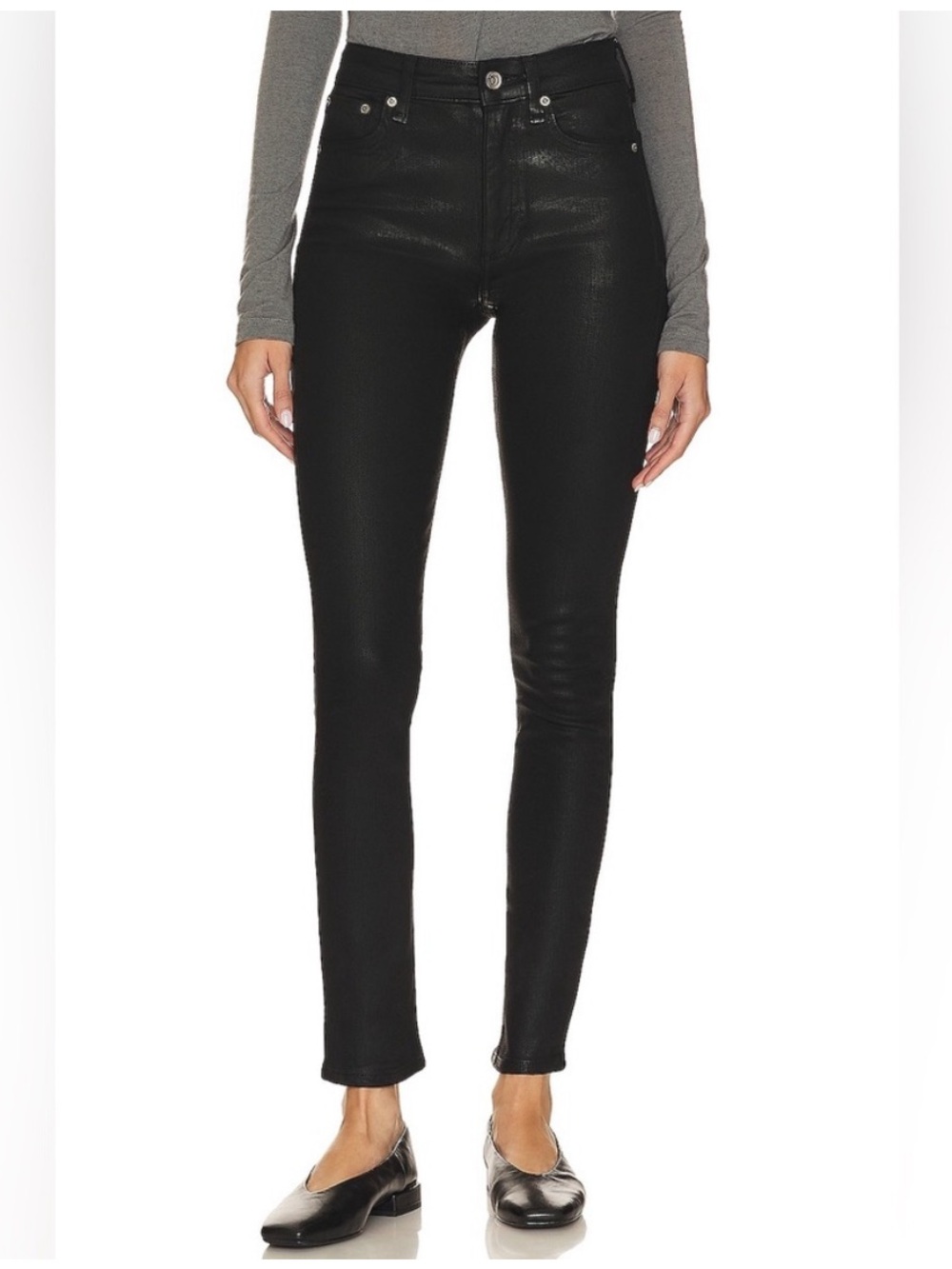 Rag & Bone Nina High Rise Skinny Jeans in Coated Black